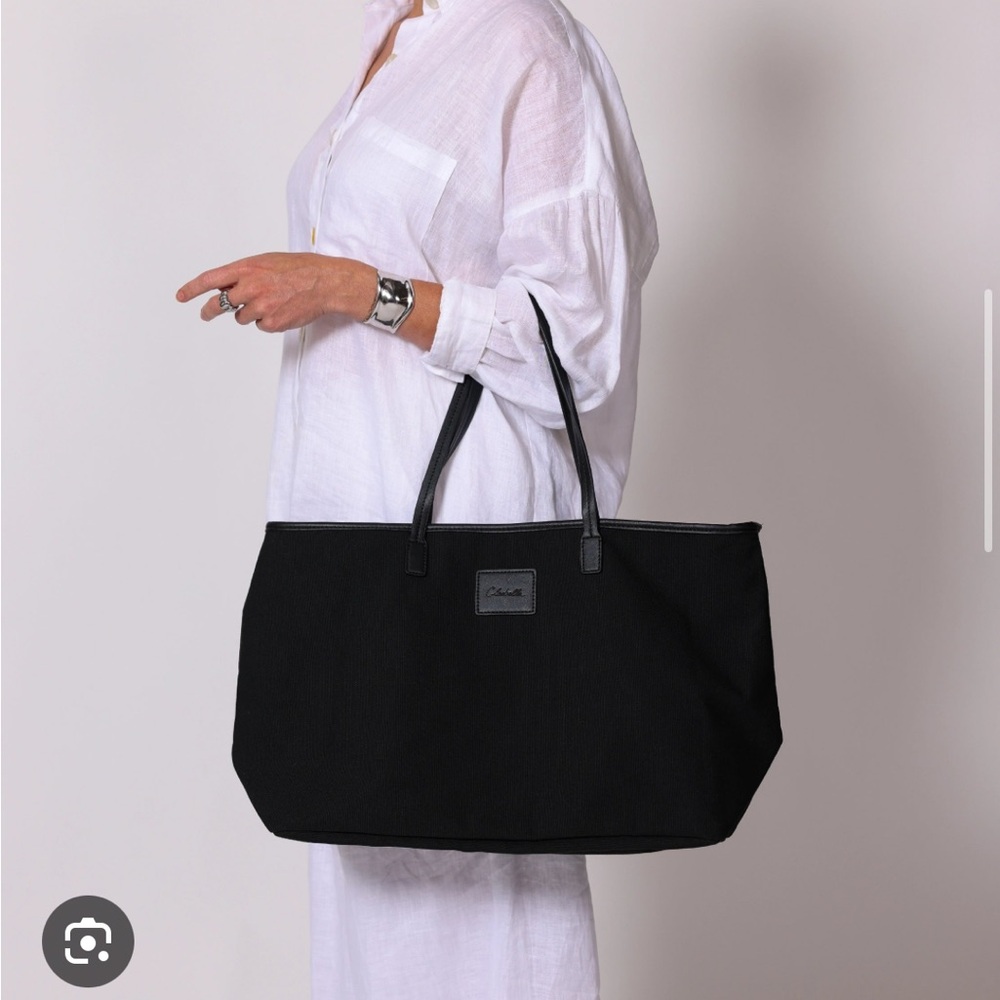 Cleobella Canvas Tote in Black with Vegan leather BRAND NEW